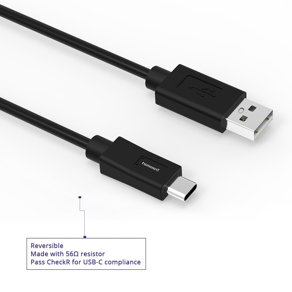 Type C Cables Tronsmart CC05 USB Type Male to USB A 2.0 Male Sync Charging Cable 6 Feet 1 Pack