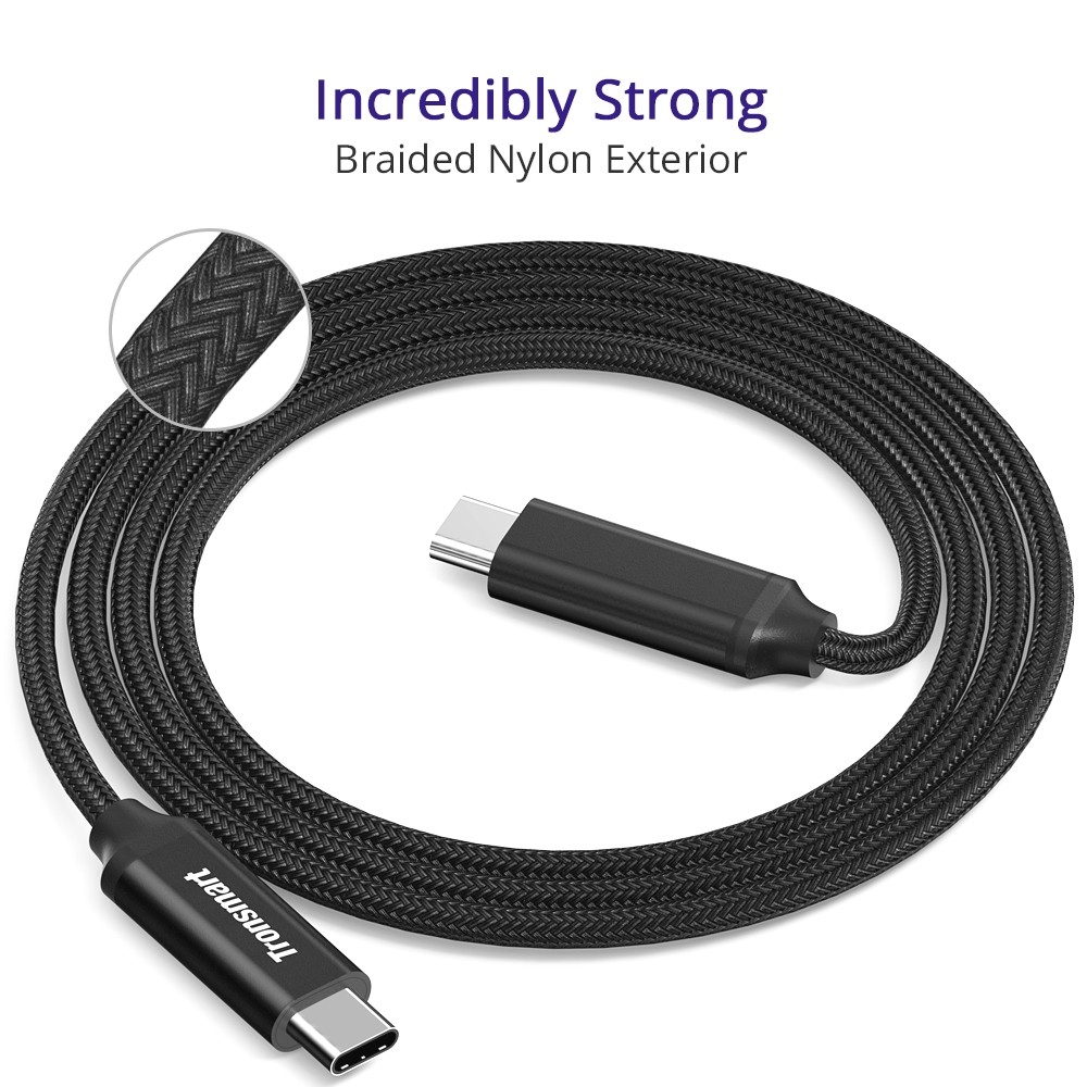 Tronsmart CPP4 Powerlink Braided Nylon USB C to USB C 2.0 Charging Syncing Cable 6 Feet 2 Pack