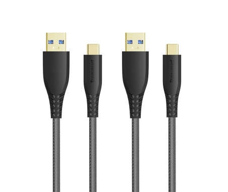 Tronsmart TAC01 USB Type-C to USB-A 3.0 Braided Nylon Charging & Syncing Cable (2 Pack: 3ft + 6ft)