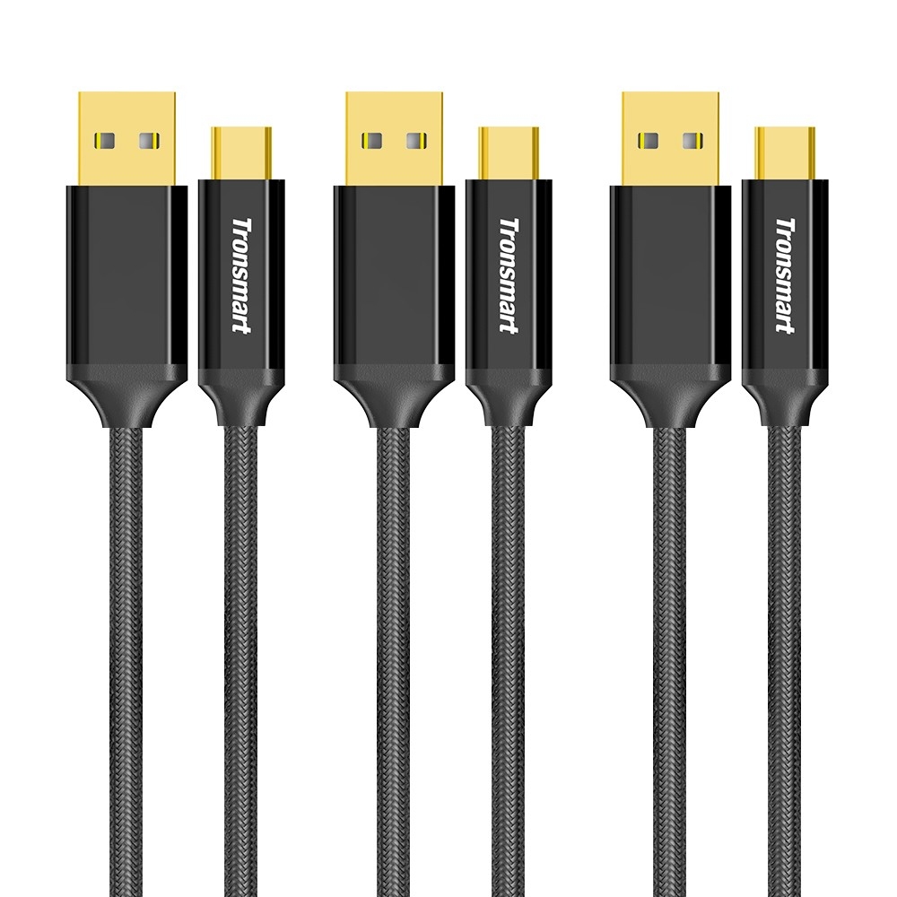 Tronsmart CPP10 Braided Nylon USB-C to USB-A 2.0 Charging & Syncing Cable (1 Feet*1, 3.3 Feet*1, 6 Feet*1/3 Pack)