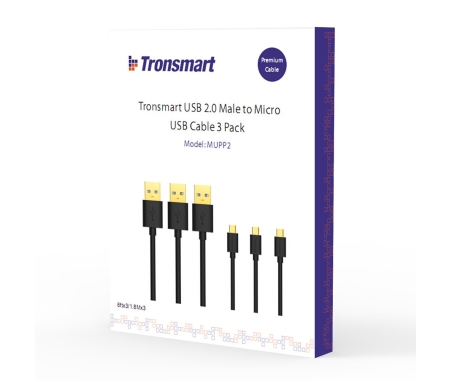 Tronsmart MUPP2 Premium USB Cables 3 Pack (6ft*3 ) with Gold Connector