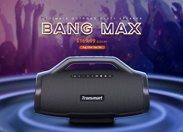Tronsmart Bang Max Portable Bluetooth Speaker, 130W Powerful Loud Speaker  with Deep Bass, Party Sync, IPX6 Waterproof, 24H Playtime, Customized EQ 